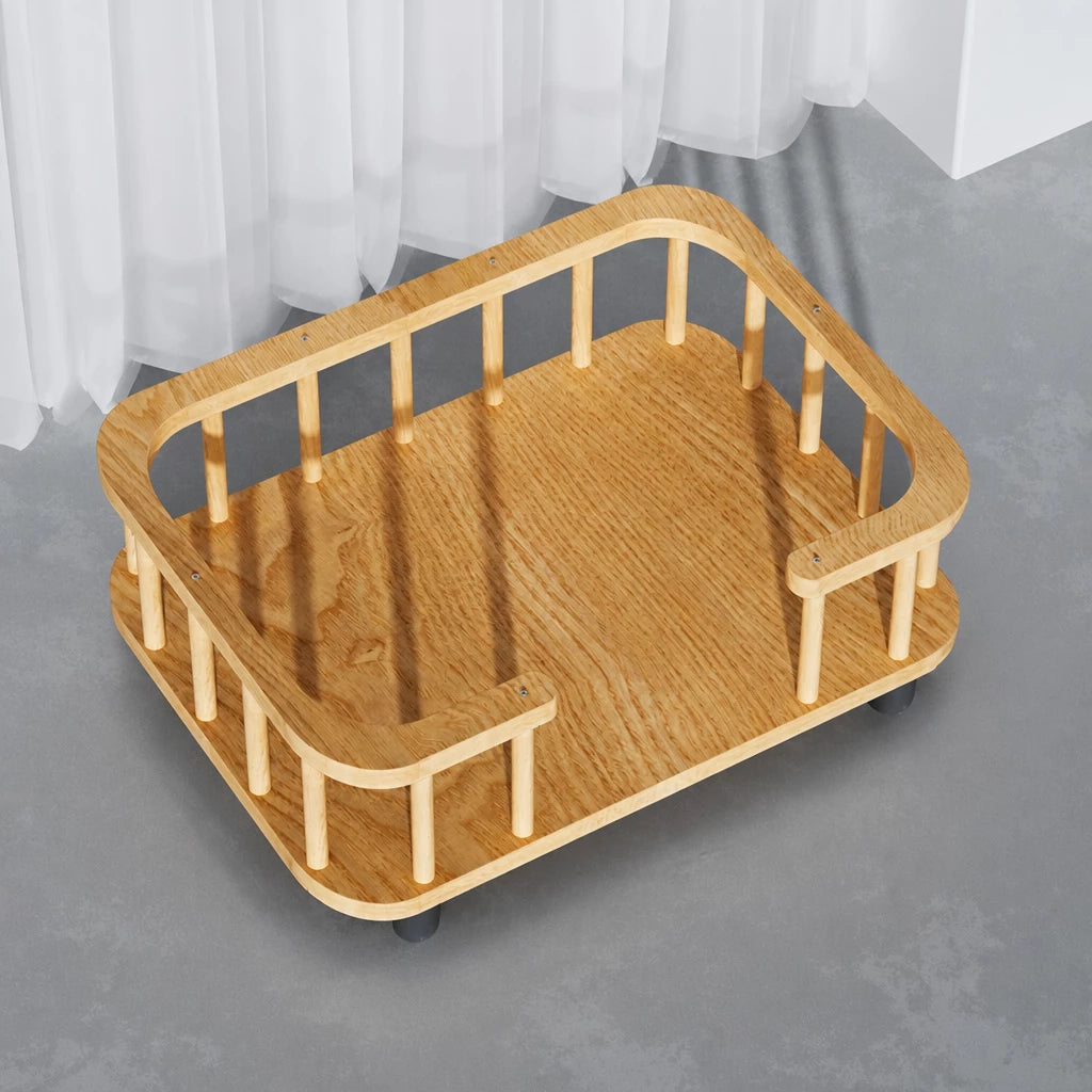 Elevated Solid Wood Pet Bed for Cats and Small Dogs