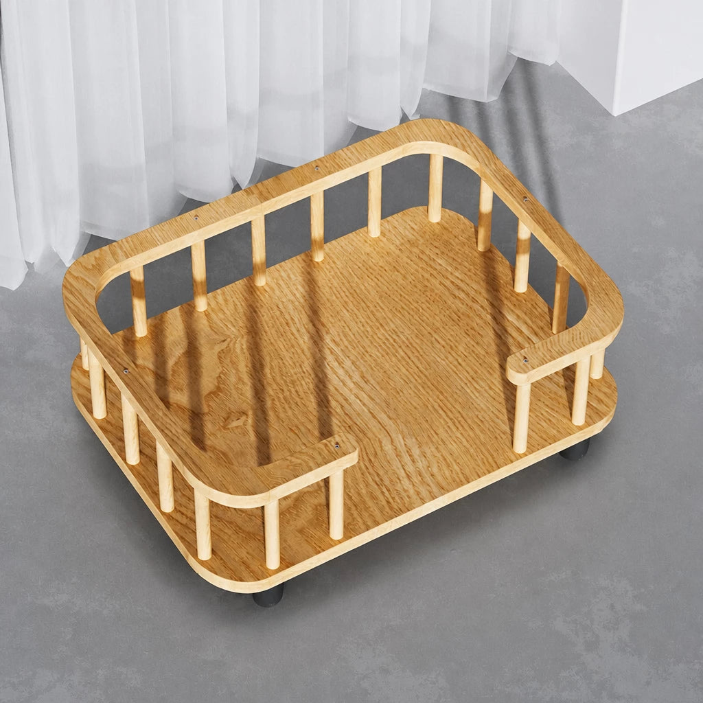 Elevated Solid Wood Pet Bed for Cats and Small Dogs