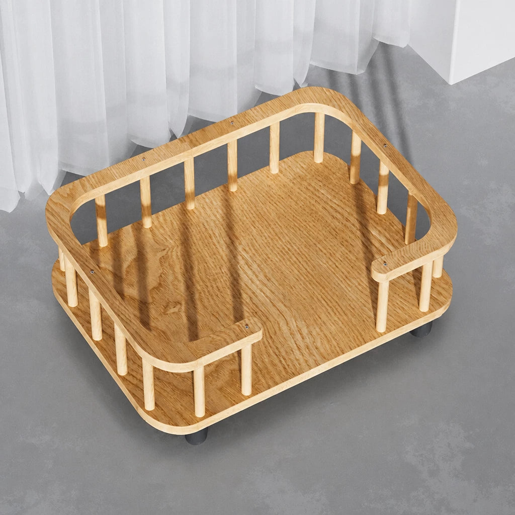 Elevated Solid Wood Pet Bed for Cats and Small Dogs