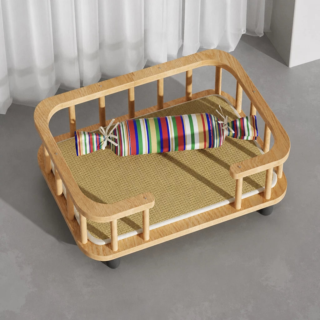 Elevated Solid Wood Pet Bed for Cats and Small Dogs