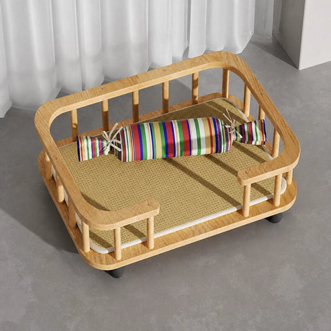 Elevated Solid Wood Pet Bed for Cats and Small Dogs