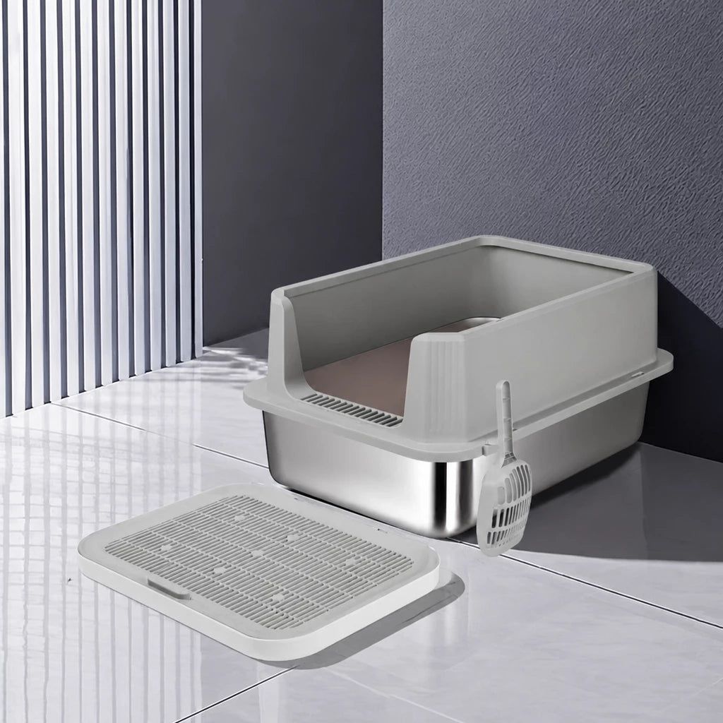 Extra-Large Stainless Steel High-Sided Cat Litter Box p-05697
