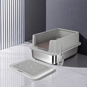 Extra-Large Stainless Steel High-Sided Cat Litter Box p-05697
