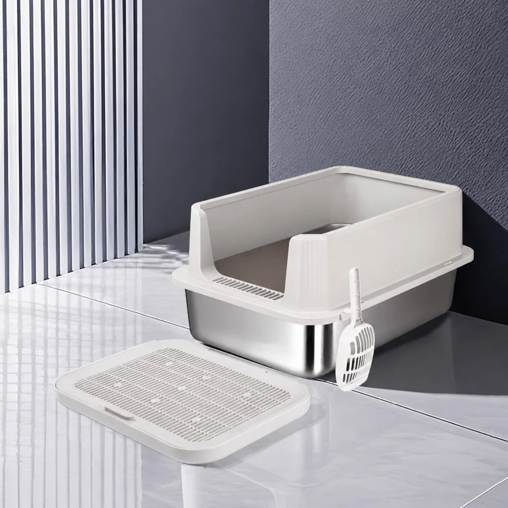 Extra-Large Stainless Steel High-Sided Cat Litter Box p-05697