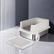 Extra-Large Stainless Steel High-Sided Cat Litter Box p-05697
