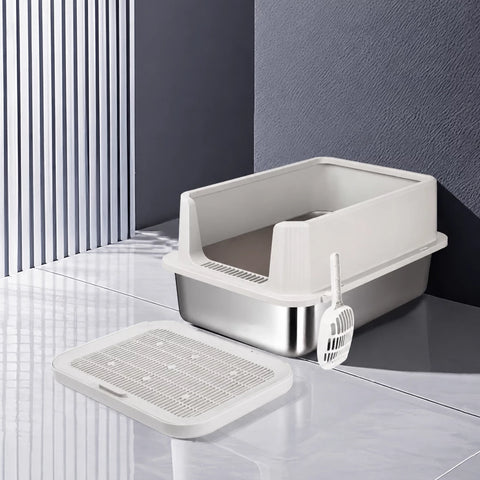 Extra-Large Stainless Steel High-Sided Cat Litter Box p-05697