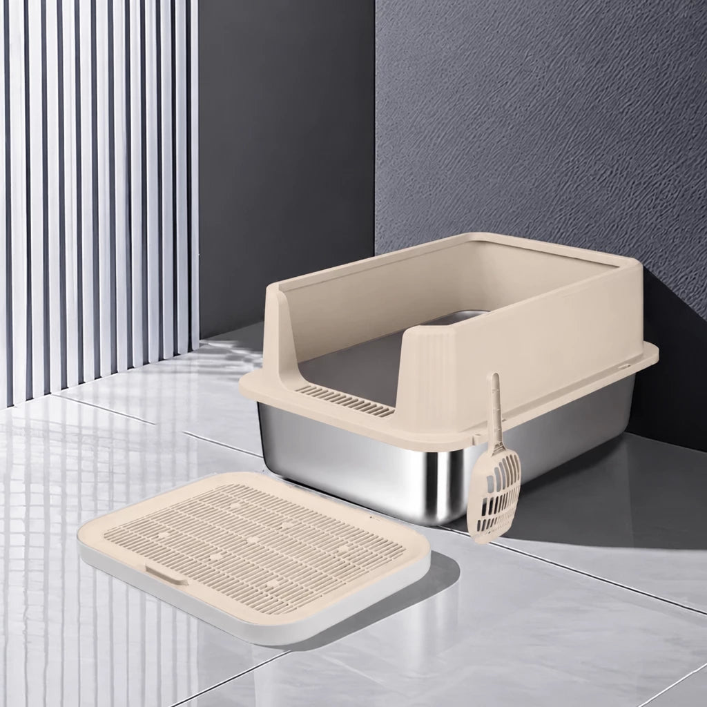 Extra-Large Stainless Steel High-Sided Cat Litter Box p-05697