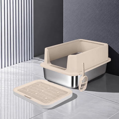 Extra-Large Stainless Steel High-Sided Cat Litter Box p-05697