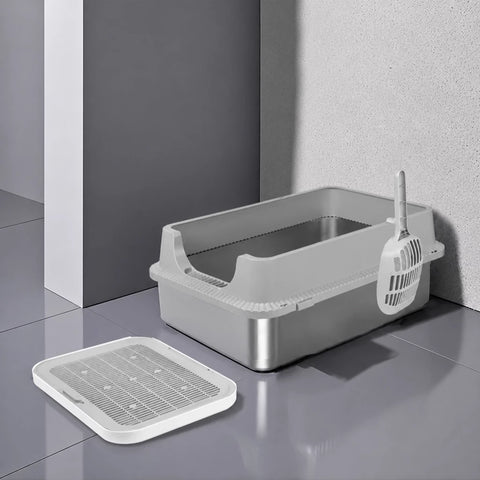 Extra-Large Stainless Steel High-Sided Cat Litter Box p-05697