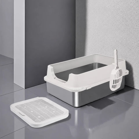 Extra-Large Stainless Steel High-Sided Cat Litter Box p-05697