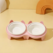 Elevated Double Ceramic Pet Bowls with Stand