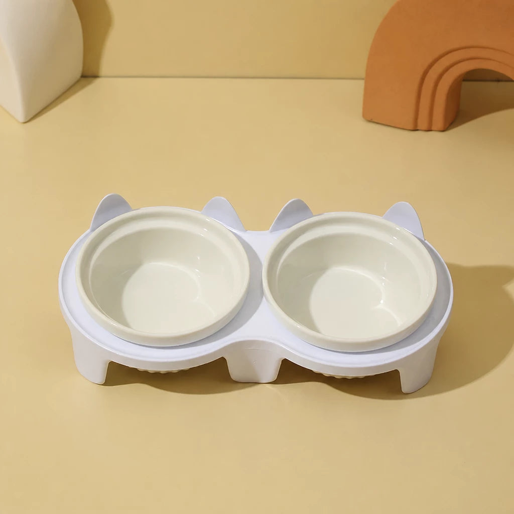 Elevated Double Ceramic Pet Bowls with Stand