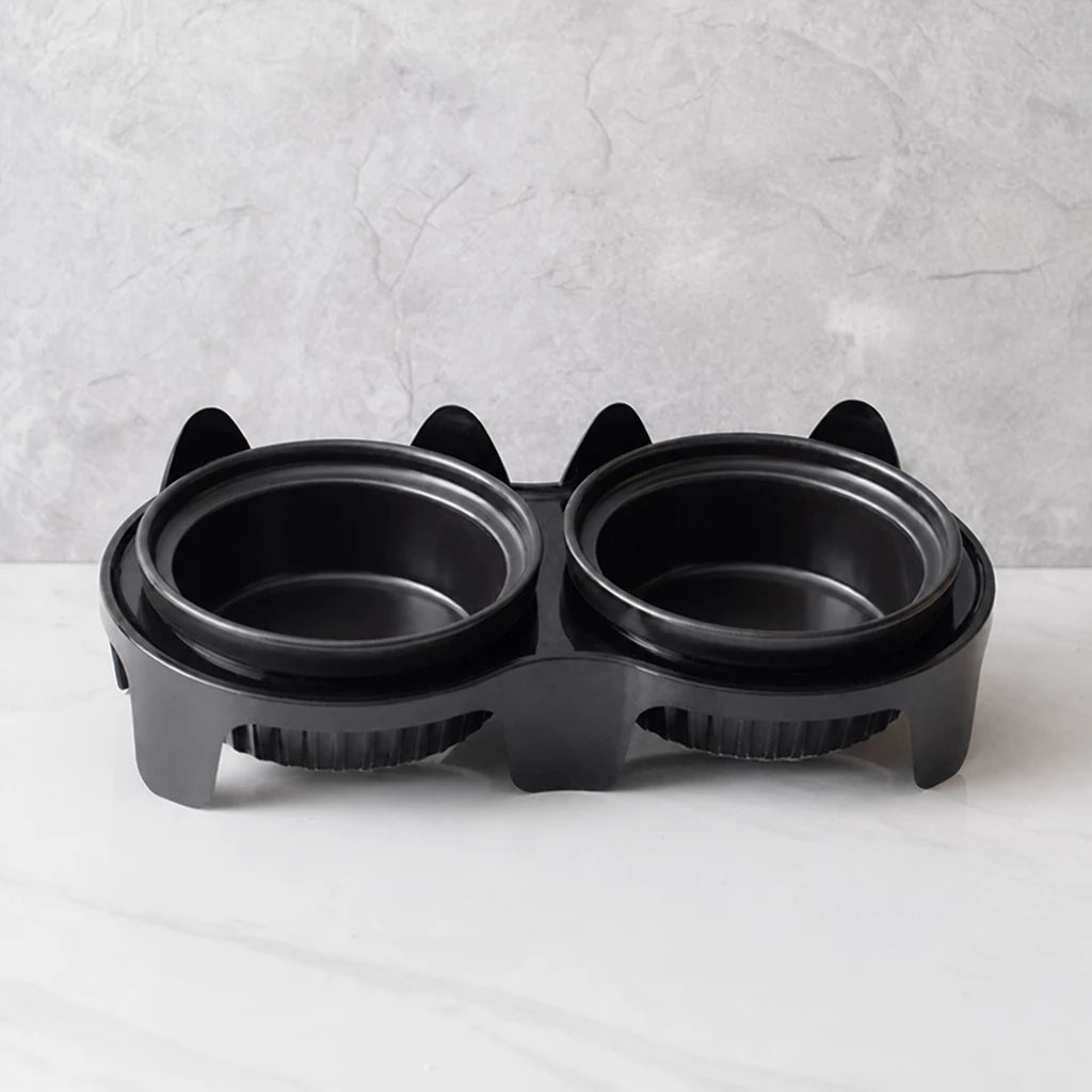 Elevated Double Ceramic Pet Bowls with Stand