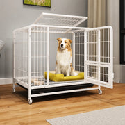 Reinforced Metal Dog Crate with Integrated Toilet Area