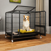 Reinforced Metal Dog Crate with Integrated Toilet Area