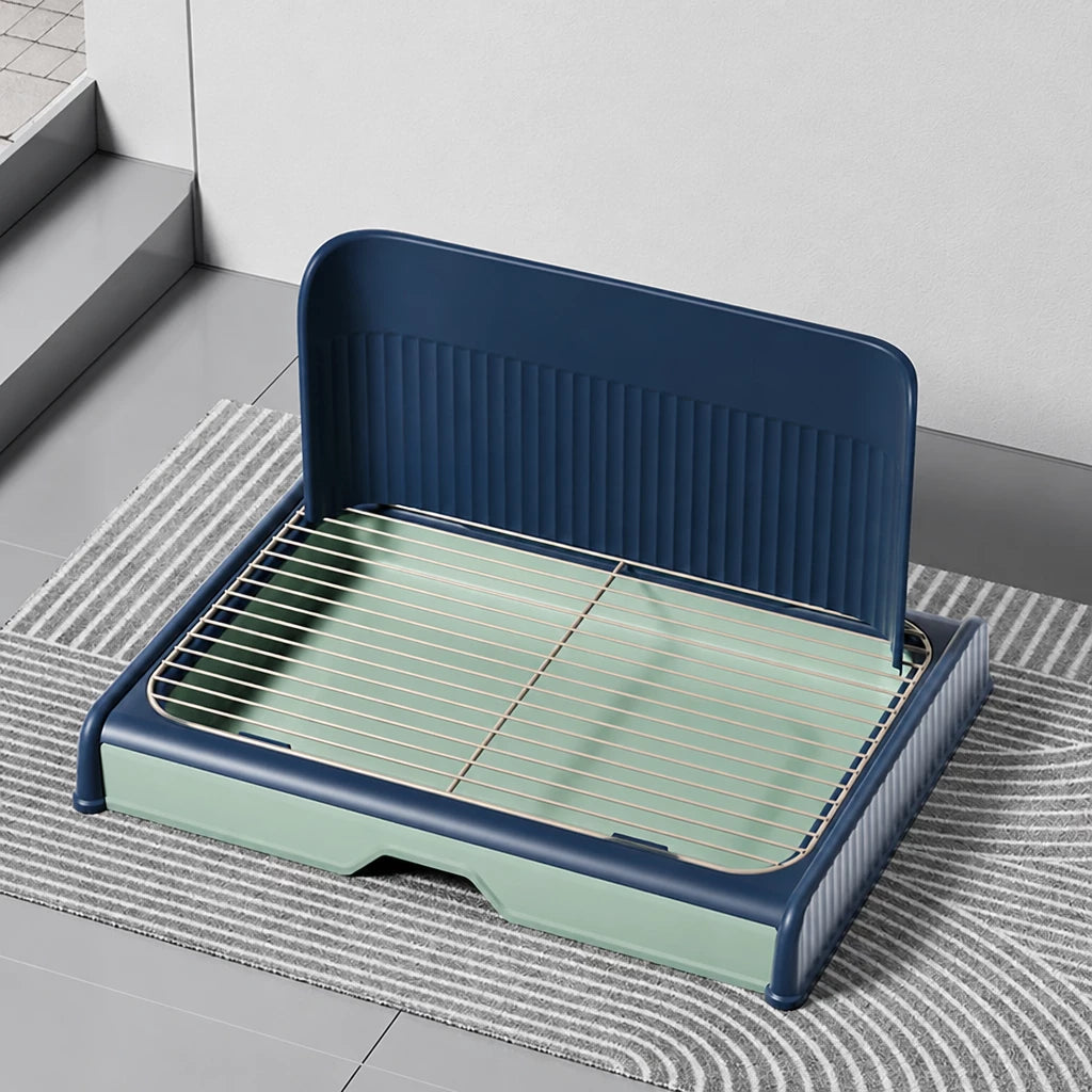 Dog Potty Tray with Back Panel, Wire Grid & Drawer