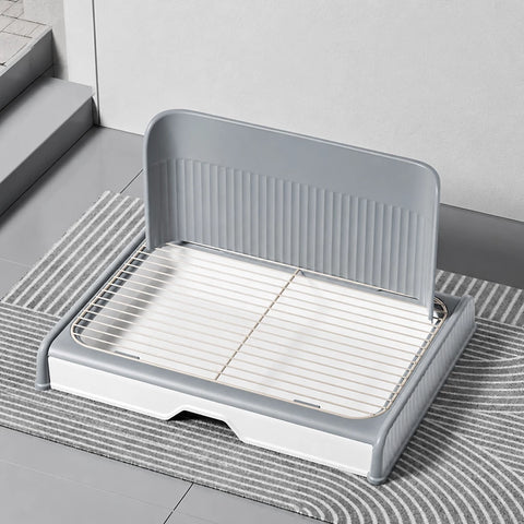 Dog Potty Tray with Back Panel, Wire Grid & Drawer