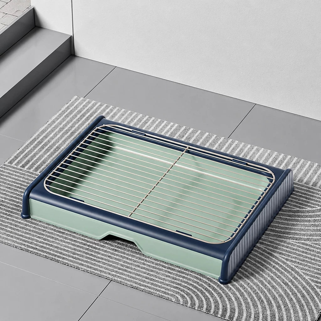 Dog Potty Tray with Back Panel, Wire Grid & Drawer