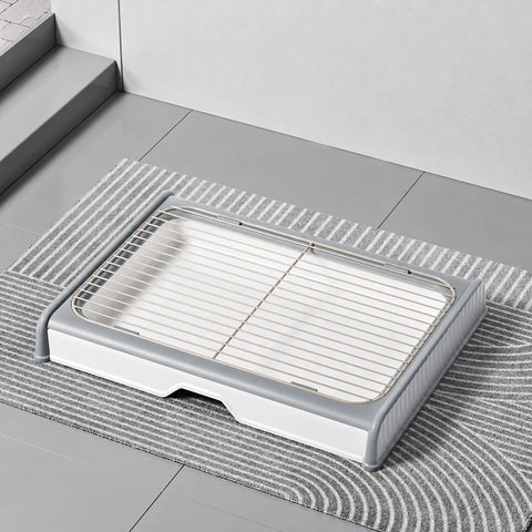 Dog Potty Tray with Back Panel, Wire Grid & Drawer