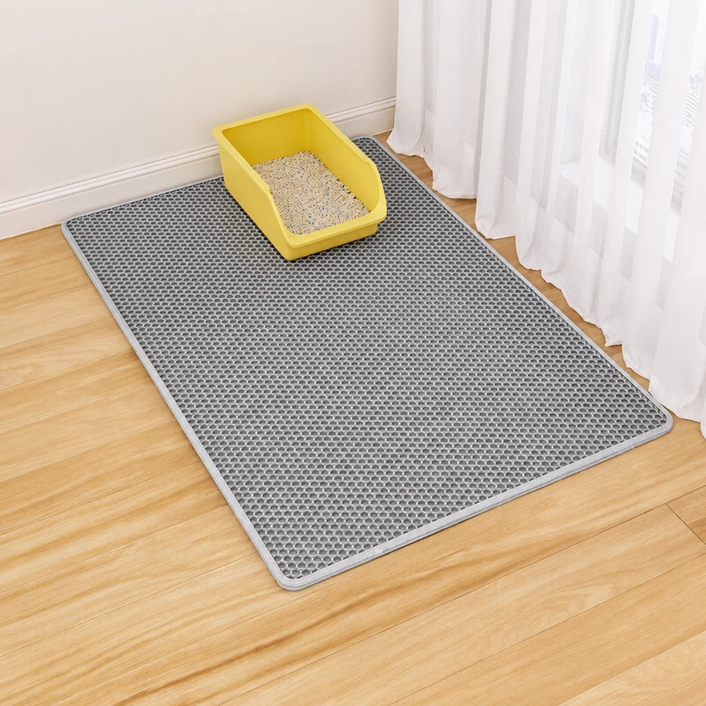 Double-Layer Cat Litter Mat for Cleaner Litter Box Areas