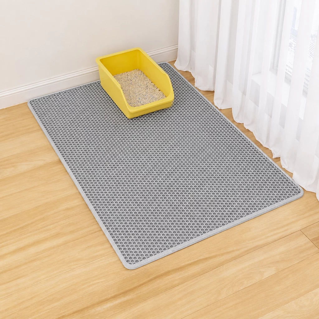 Double-Layer Cat Litter Mat for Cleaner Litter Box Areas