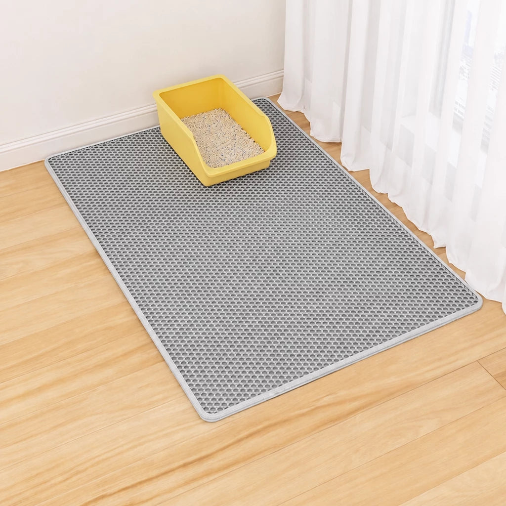 Double-Layer Cat Litter Mat for Cleaner Litter Box Areas