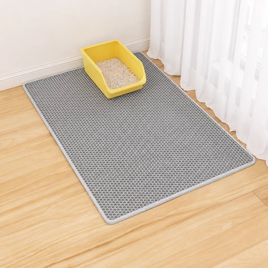 Double-Layer Cat Litter Mat for Cleaner Litter Box Areas
