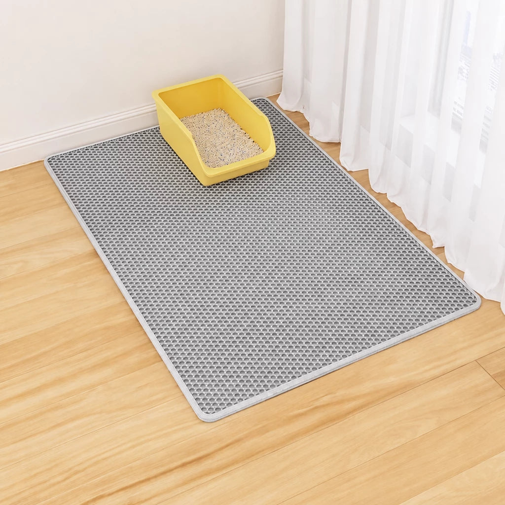 Double-Layer Cat Litter Mat for Cleaner Litter Box Areas