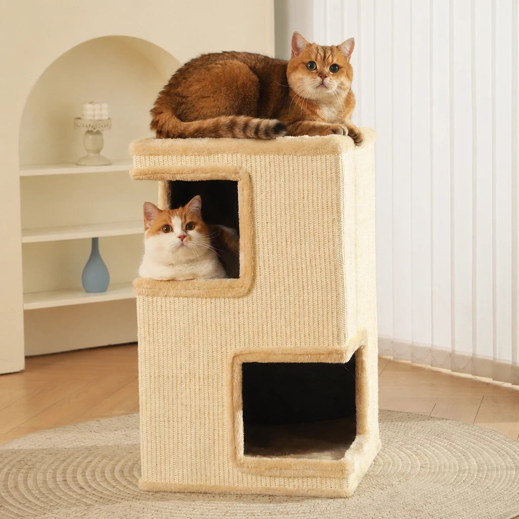 Square Sisal Cat Scratching Barrel with Integrated Bed