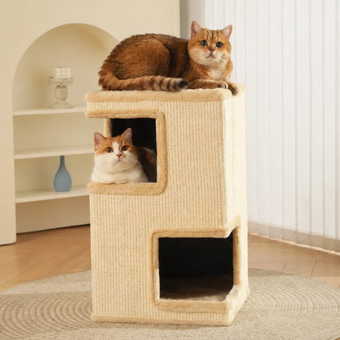 Square Sisal Cat Scratching Barrel with Integrated Bed