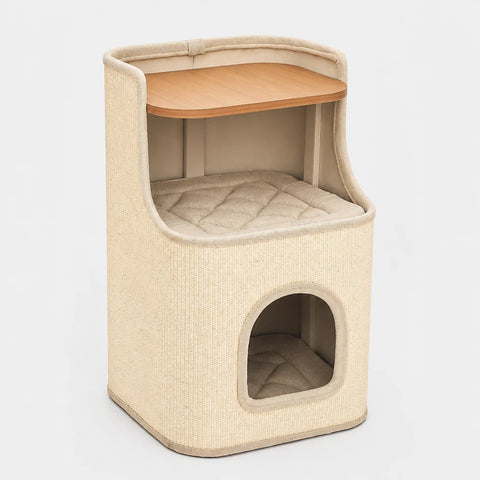 Square Sisal Cat Scratching Barrel with Integrated Bed