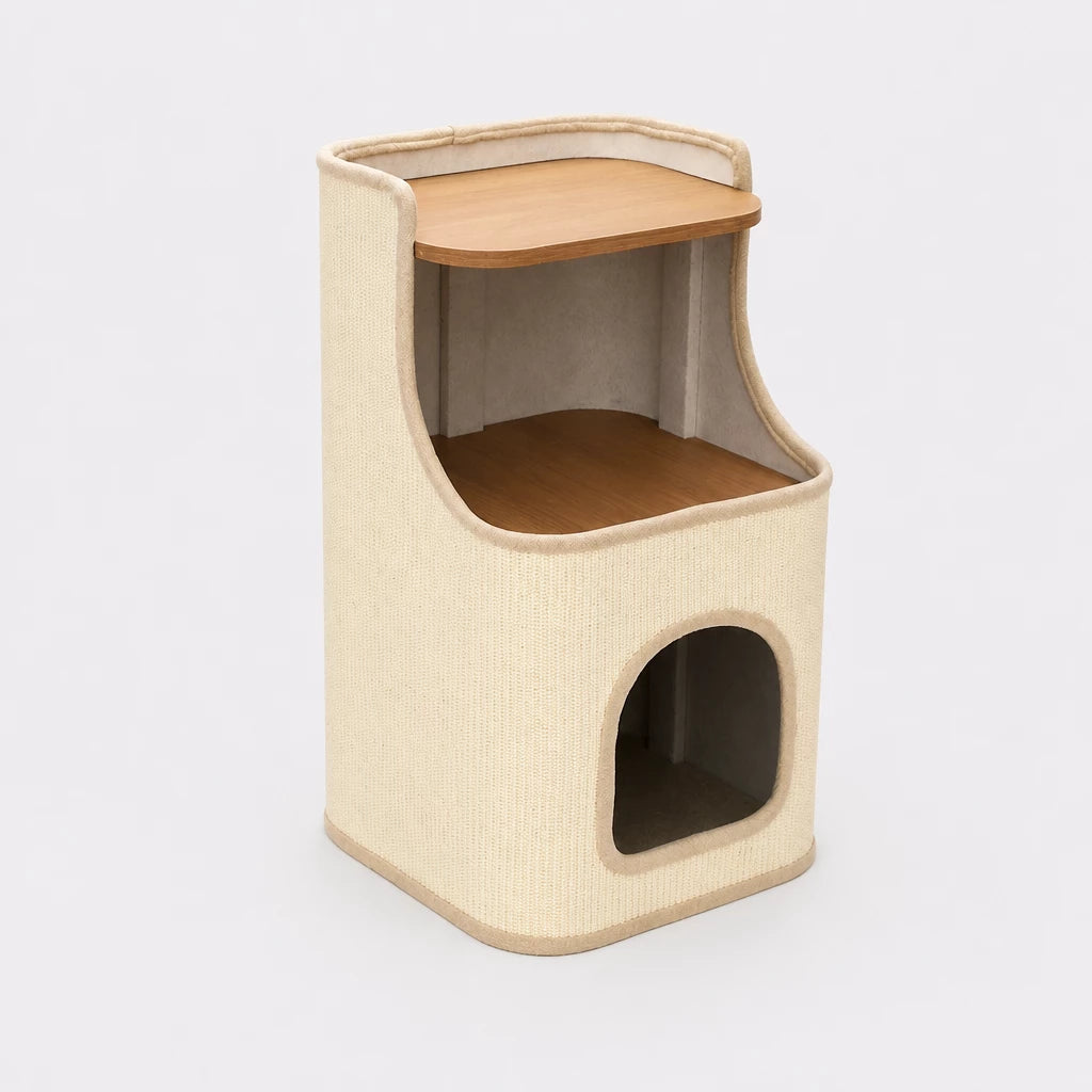 Square Sisal Cat Scratching Barrel with Integrated Bed