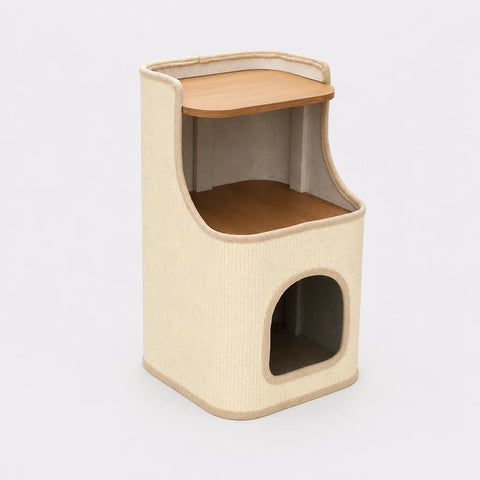 Square Sisal Cat Scratching Barrel with Integrated Bed
