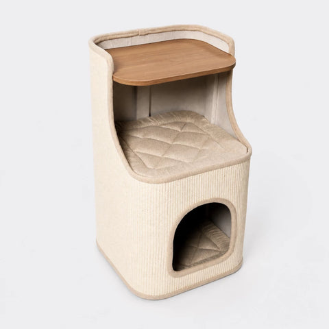 Square Sisal Cat Scratching Barrel with Integrated Bed