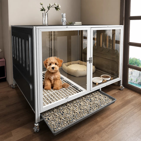 Dog Crate with Integrated Toilet Area