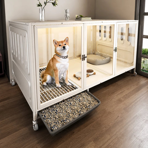 Dog Crate with Integrated Toilet Area