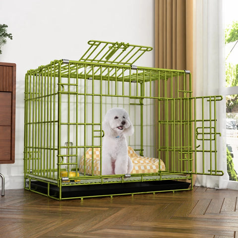 Indoor Reinforced Iron Dog Crate with Tray for Small to Medium Dogs