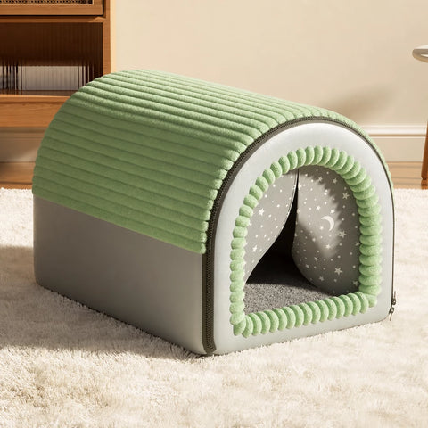 Enclosed Pet Bed with Door Curtain for Cats and Dogs