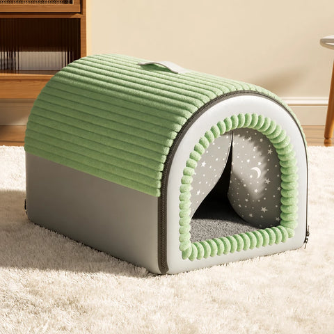 Enclosed Pet Bed with Door Curtain for Cats and Dogs