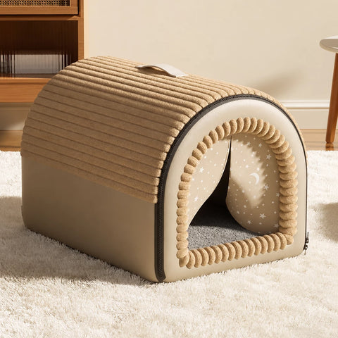 Enclosed Pet Bed with Door Curtain for Cats and Dogs