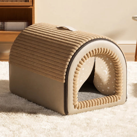 Enclosed Pet Bed with Door Curtain for Cats and Dogs