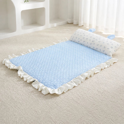 Cotton-Linen Pet Mat with Bunny-Ear Pillow