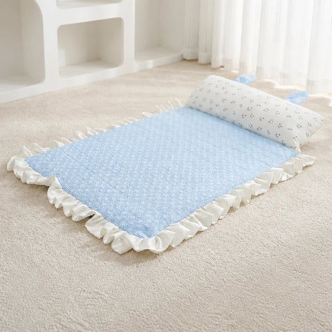 Cotton-Linen Pet Mat with Bunny-Ear Pillow