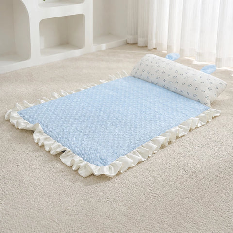 Cotton-Linen Pet Mat with Bunny-Ear Pillow