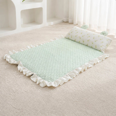 Cotton-Linen Pet Mat with Bunny-Ear Pillow