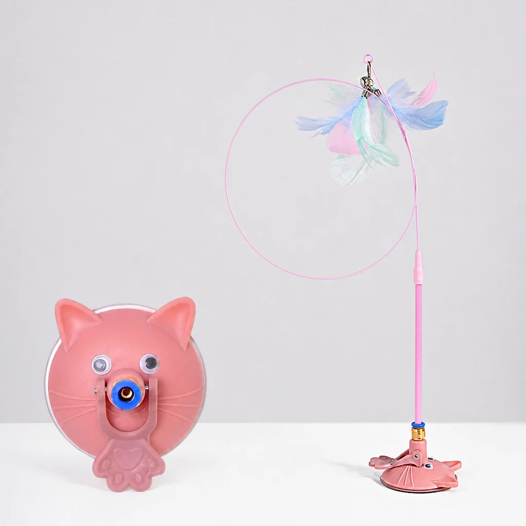 Suction-Cup Cat Teaser Toy with Long Wand