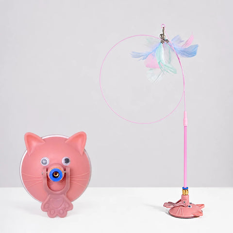 Suction-Cup Cat Teaser Toy with Long Wand