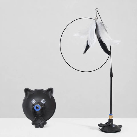 Suction-Cup Cat Teaser Toy with Long Wand