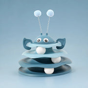 Interactive Bee Cat Toy with Spinning Track and Rolling Ball