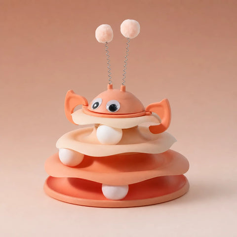 Interactive Bee Cat Toy with Spinning Track and Rolling Ball